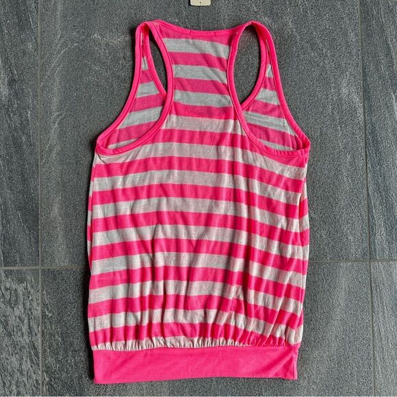NWT Forever 21 Striped Racerback Scoop neck Tank Top in Burnout Pink Cream Small - Picture 5 of 11